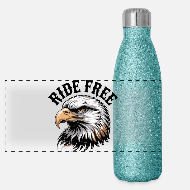 Emblème gratuit de l’Eagle Head Ride Gourde isotherme panoramique pailletée 500 ml