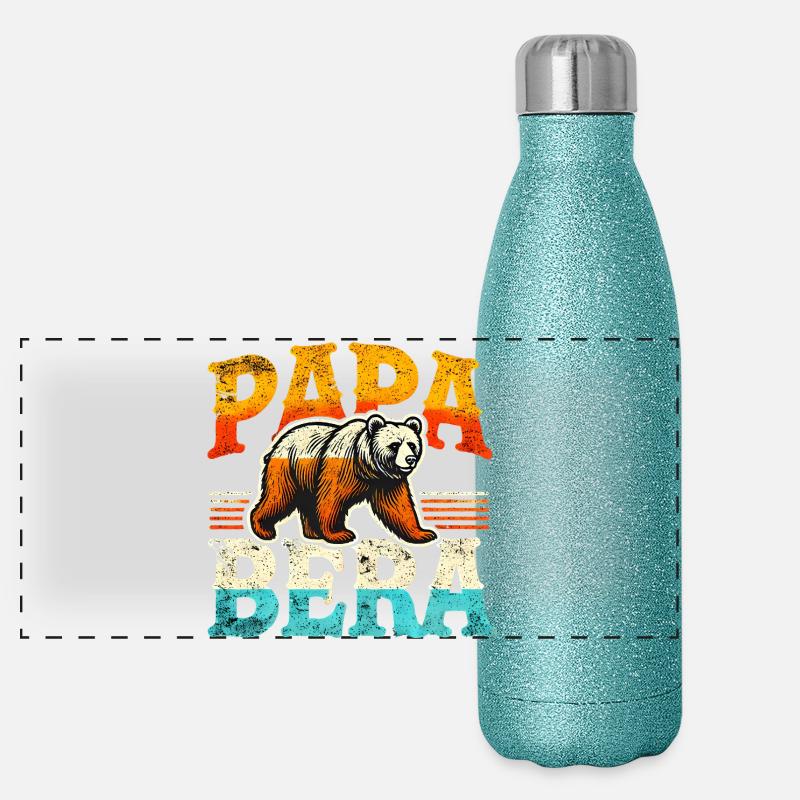 Papa Ours Style Rétro, Pères Gourde isotherme panoramique pailletée 500 ml