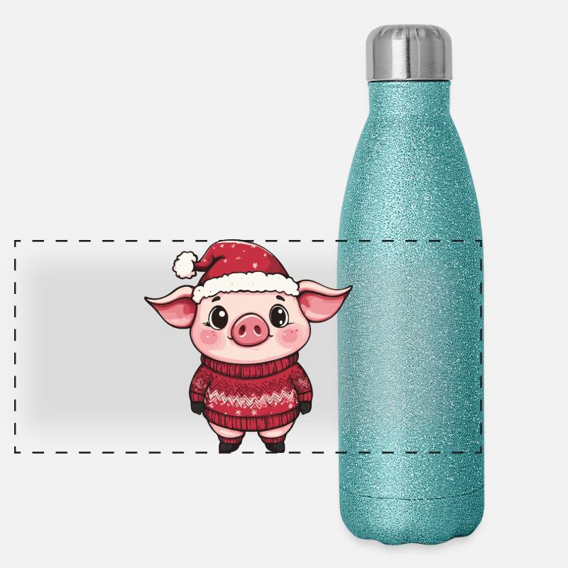 Noël cochon Gourde isotherme panoramique pailletée 500 ml
