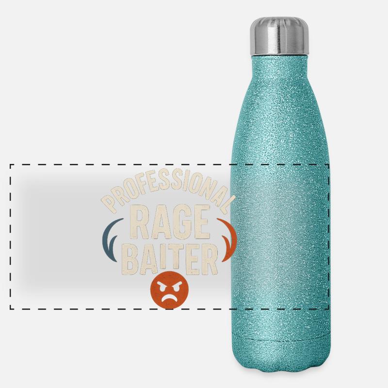 Professioneller Wutköder, lustiger Spruch Panorama Glitzer Isolierflasche 500 ml