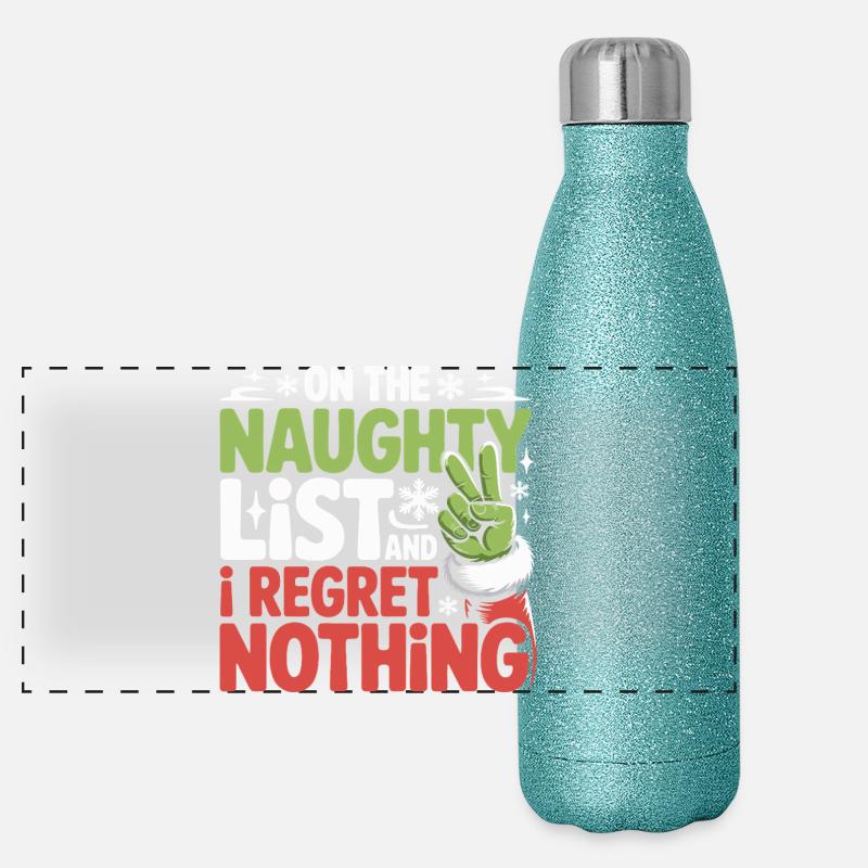 Liste de coquins drôles Regret Rien de Noël Gourde isotherme panoramique pailletée 500 ml
