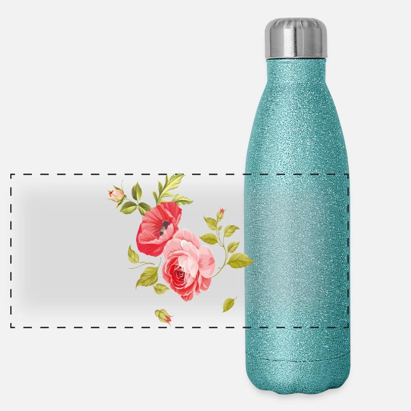 Rose bouquet Panoramic Glitter Thermal Bottle 500 ml
