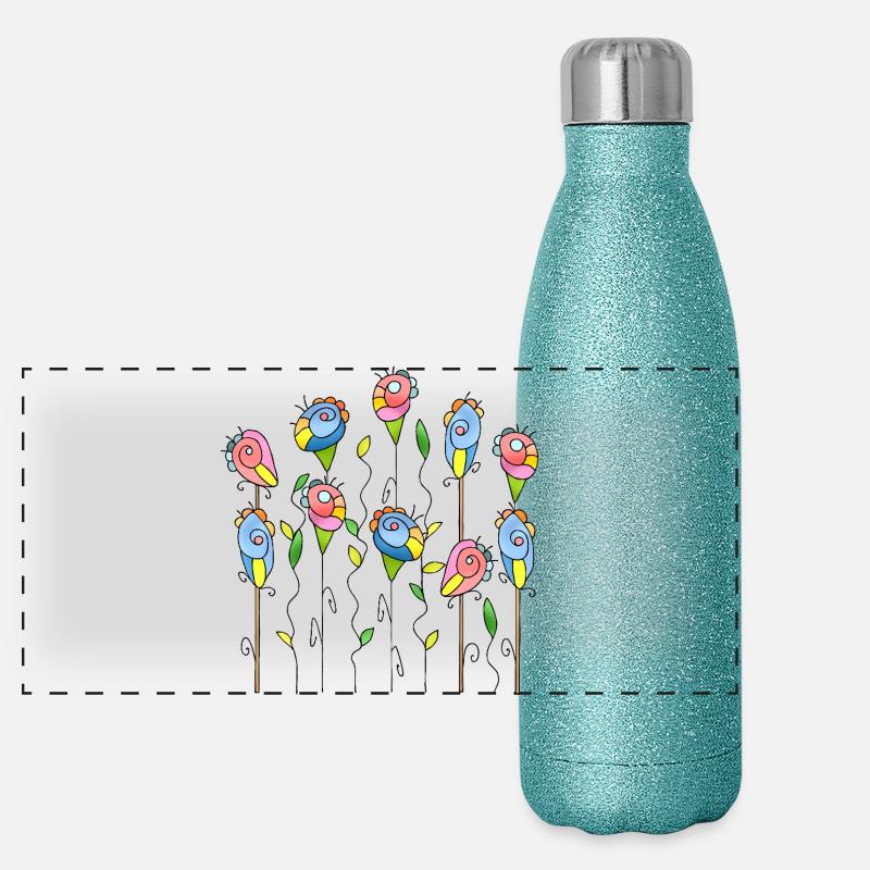 Blumen Panorama Glitzer Isolierflasche 500 ml