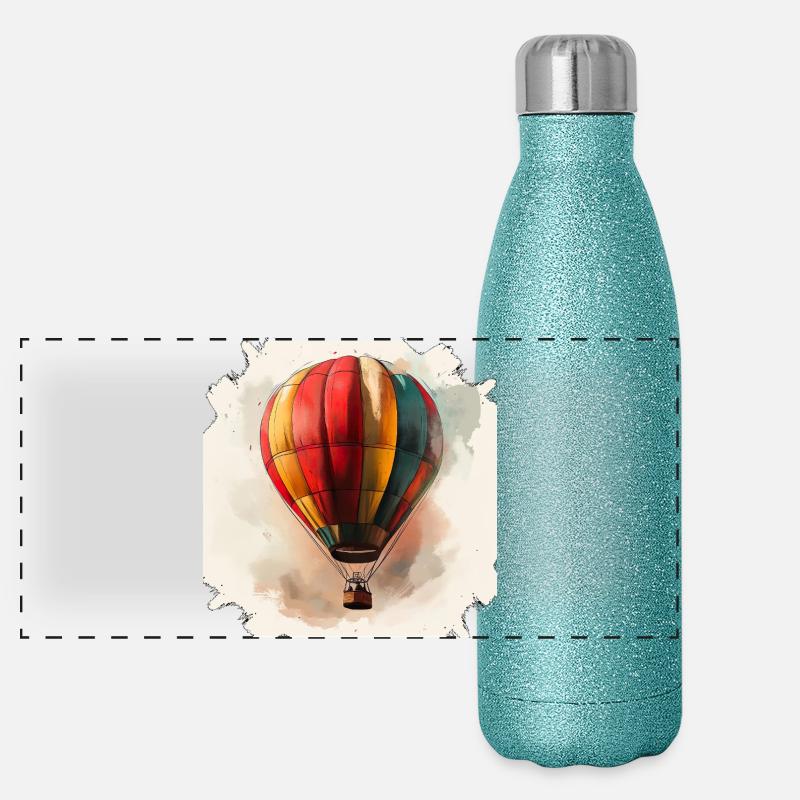 Rainbow Balloon Watercolor Panoramic Glitter Thermal Bottle 500 ml