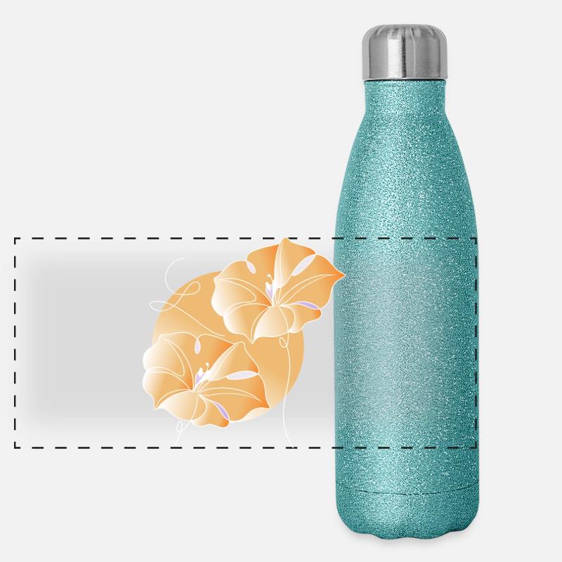 Illustration de fleurs en dessin lineal Gourde isotherme panoramique pailletée 500 ml