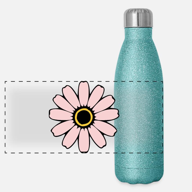 Fleurs rose pastel fleurs fleur pastel pastel Gourde isotherme panoramique pailletée 500 ml