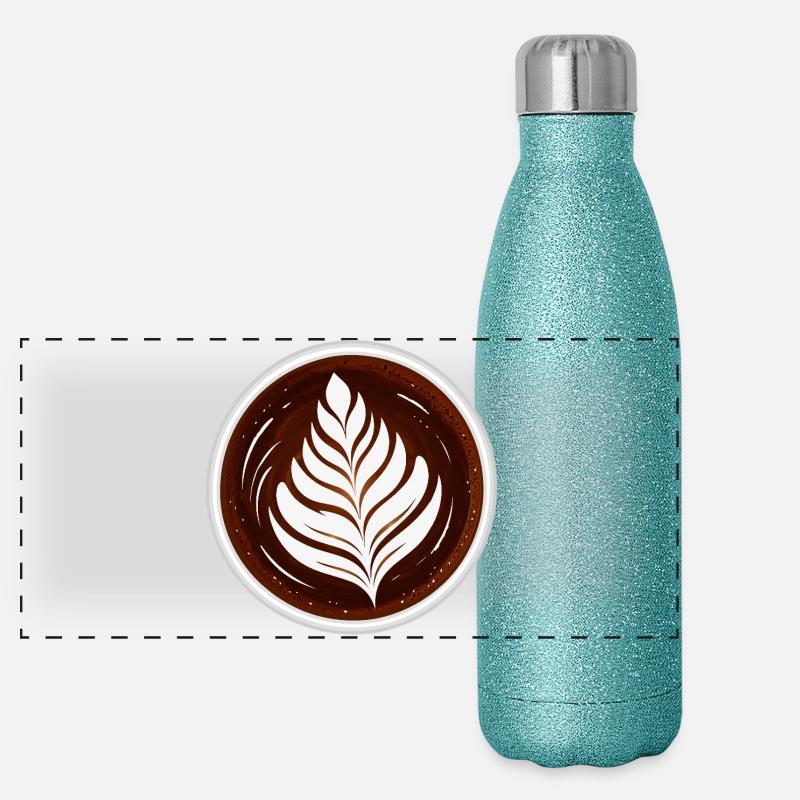 Latte Art Leaf Cappuccino Design Panoramic Glitter Thermal Bottle 500 ml