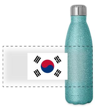 Flag South Korea - Drapeau Corée du Sud - Gourde isotherme panoramique pailletée 500 ml - paillettes bleues - Devant