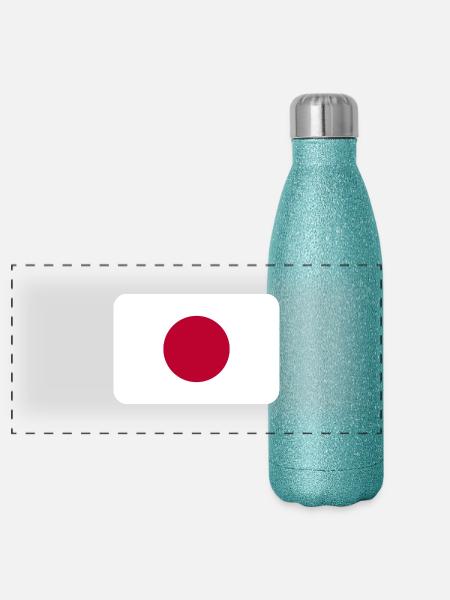 JAPAN FLAG round corner 400 dpi - Gourde isotherme panoramique pailletée 500 ml - paillettes bleues - Devant