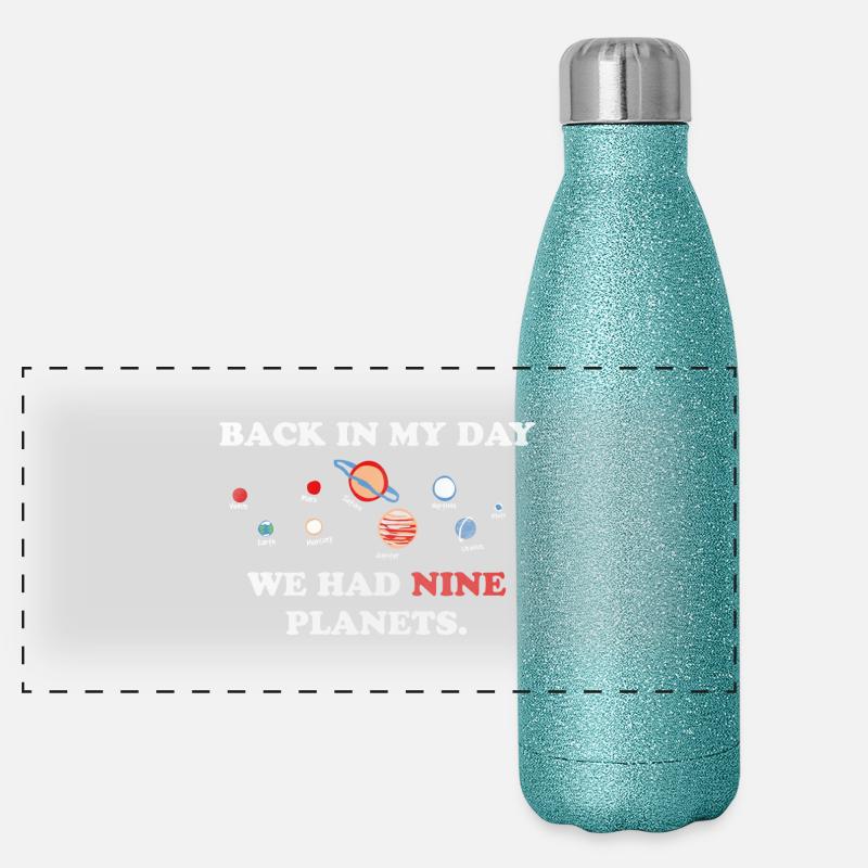 ZU MEINER ZEIT HATTEN WIR 9 Planeten Panorama Glitzer Isolierflasche 500 ml