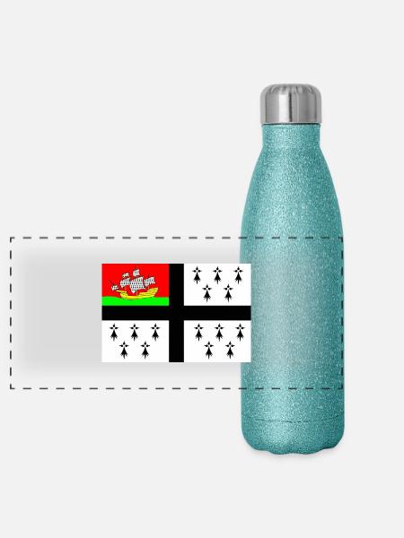 Drapeau de Nantes - Gourde isotherme panoramique pailletée 500 ml - paillettes bleues - Devant