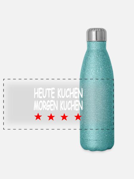 Cake - Panoramic Glitter Thermal Bottle 500 ml - blue glitter - Front