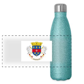 Saint-Barthélemy - Gourde isotherme panoramique pailletée 500 ml - paillettes bleues - Devant