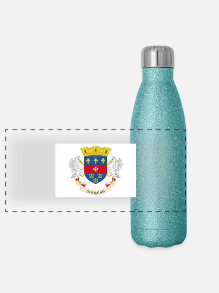 Saint-Barthélemy - Gourde isotherme panoramique pailletée 500 ml - paillettes bleues - Devant