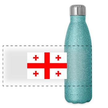 Géorgie - Gourde isotherme panoramique pailletée 500 ml - paillettes bleues - Devant