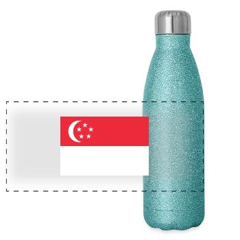 Singapour - Gourde isotherme panoramique pailletée 500 ml - paillettes bleues - Devant