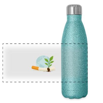 Pour un monde sans tabac - Gourde isotherme panoramique pailletée 500 ml - paillettes bleues - Devant