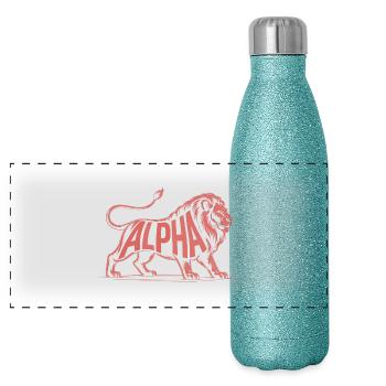 Alpha - Cool Lion Logo - Gourde isotherme panoramique pailletée 500 ml - paillettes bleues - Devant