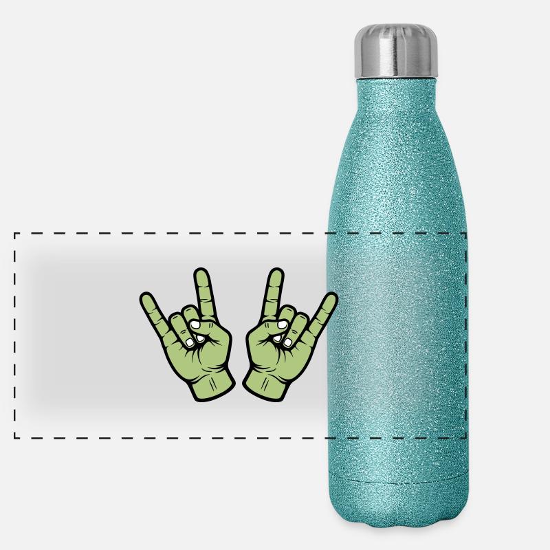 Party Hand Rock Zeichen Panorama Glitzer Isolierflasche 500 ml