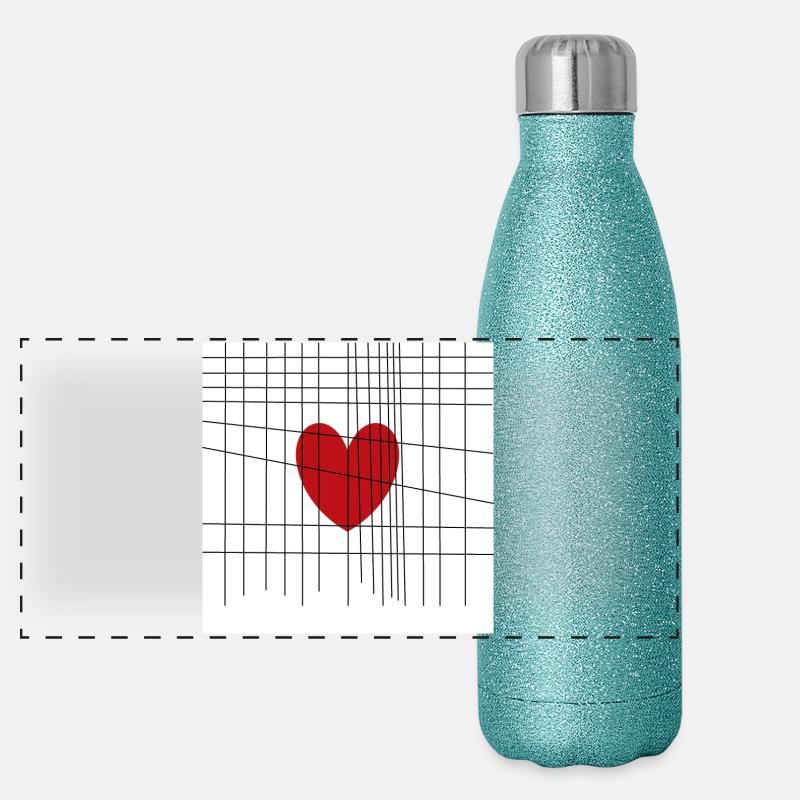Herz hinter Gittern - Panorama Glitzer Isolierflasche 500 ml - Blau Glitzer