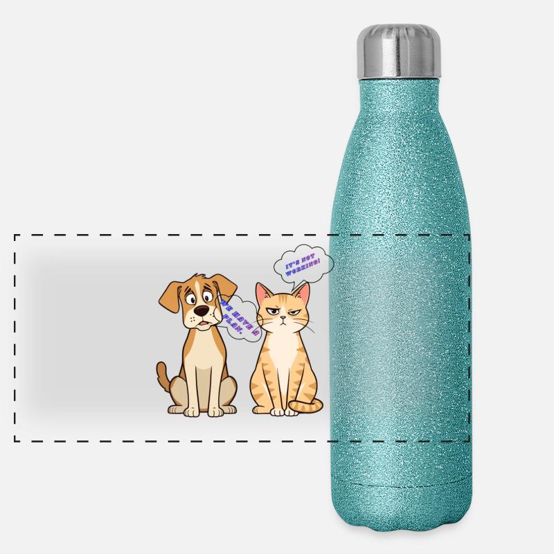 Plan Duo Pets vs Pas Fonctionne Gourde isotherme panoramique pailletée 500 ml