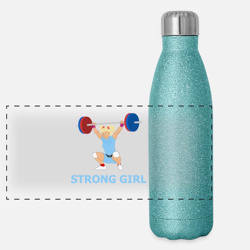 Starkes Mädchen - Illustration - Geschenkidee Panorama Glitzer Isolierflasche 500 ml