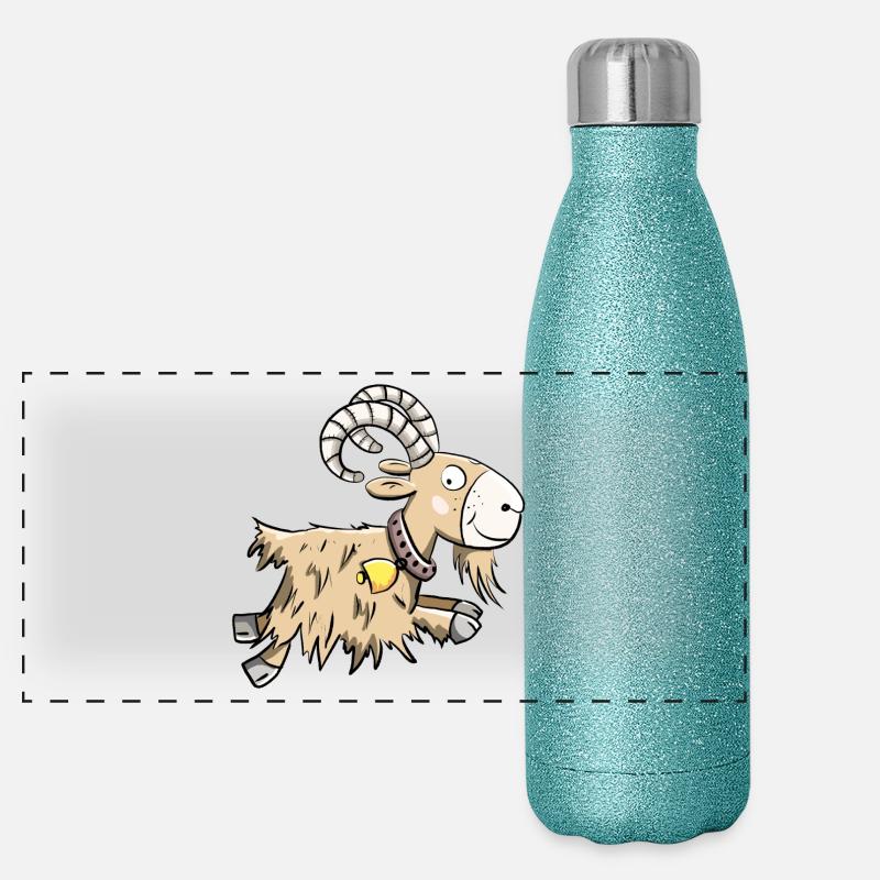 Erratic Goat I Aries I Goat Gift Panoramic Glitter Thermal Bottle 500 ml