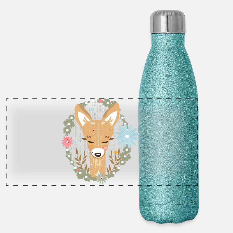 A deer in the forest Panoramic Glitter Thermal Bottle 500 ml