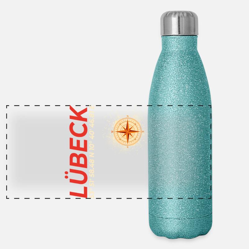 Lübeck Panorama Glitzer Isolierflasche 500 ml