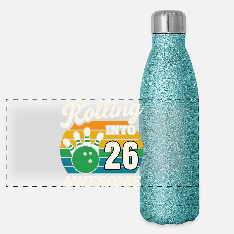 Rouler dans le design de l’anniversaire de 26 Gourde isotherme panoramique pailletée 500 ml