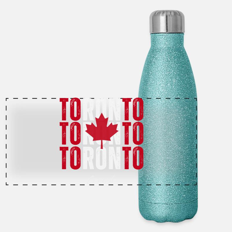 Toronto Canada, I love Toronto - Panoramic Glitter Thermal Bottle 500 ml - blue glitter