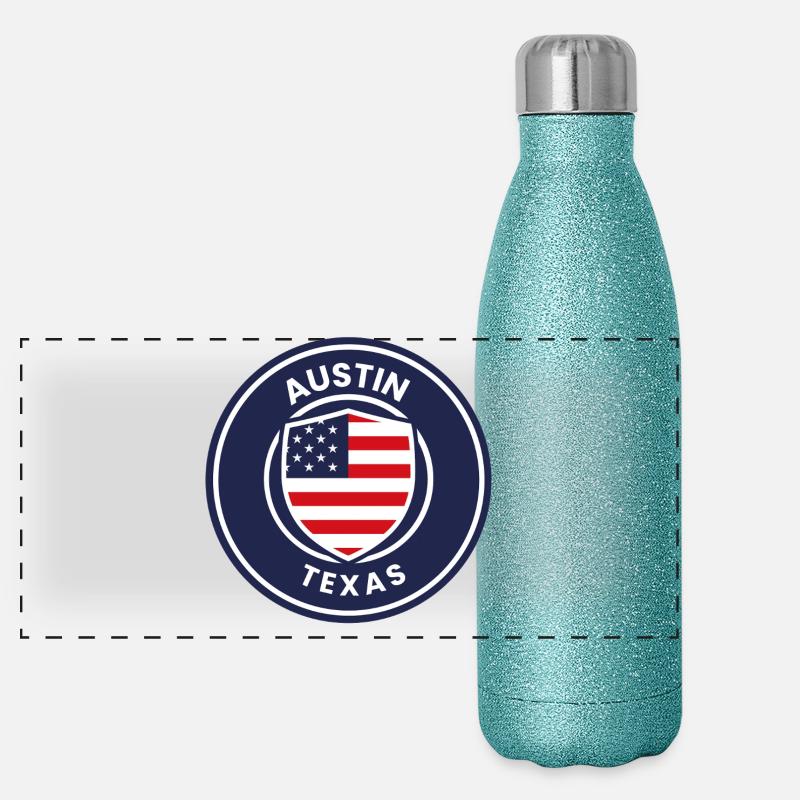 Austin Texas Shield Panoramic Glitter Thermal Bottle 500 ml