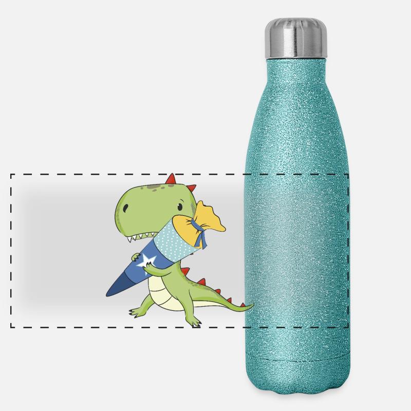 Dino avec cône d’école Gourde isotherme panoramique pailletée 500 ml