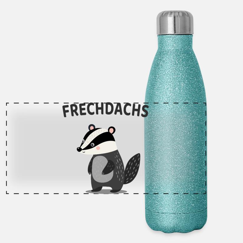 Frechdachs Lustiger Dachs Spruch Panorama Glitzer Isolierflasche 500 ml