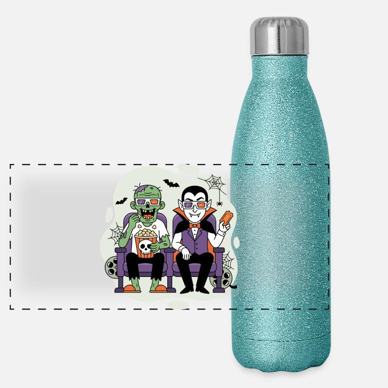 Vampir und Zombie Kinoabend Panorama Glitzer Isolierflasche 500 ml
