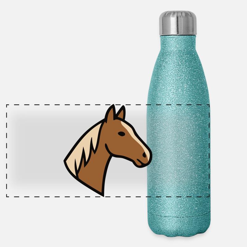 Pferdekopf Mähne Haflinger Panorama Glitzer Isolierflasche 500 ml