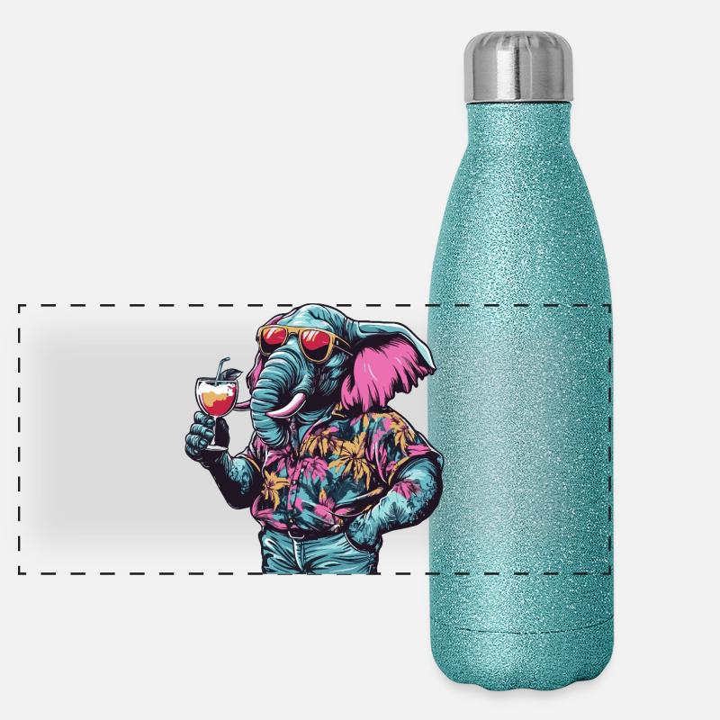 Été de la bande dessinée Elephant Gourde isotherme panoramique pailletée 500 ml