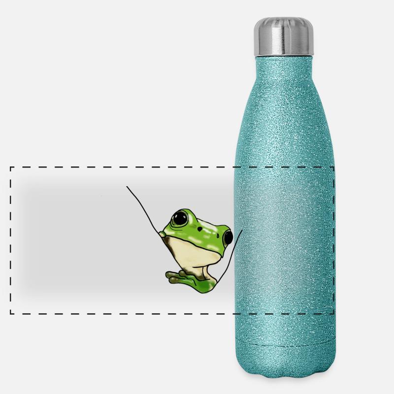 Green Frog – Cute Illustration Panoramic Glitter Thermal Bottle 500 ml