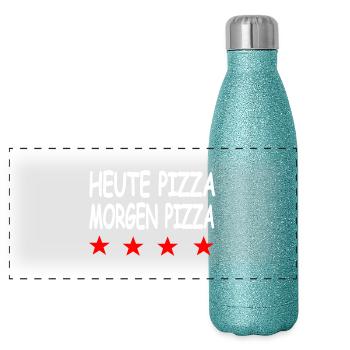 Pizza - Panoramic Glitter Thermal Bottle 500 ml - blue glitter - Front