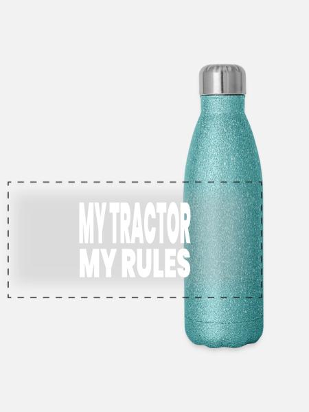Tractor - Panoramic Glitter Thermal Bottle 500 ml - blue glitter - Front