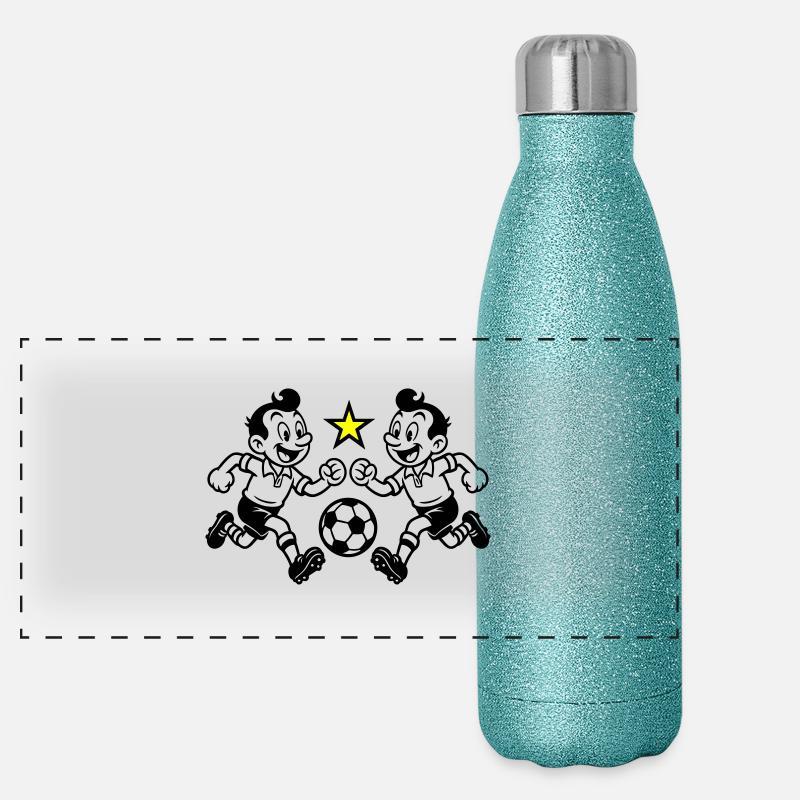 Fussball Team Comic Verein Panorama Glitzer Isolierflasche 500 ml