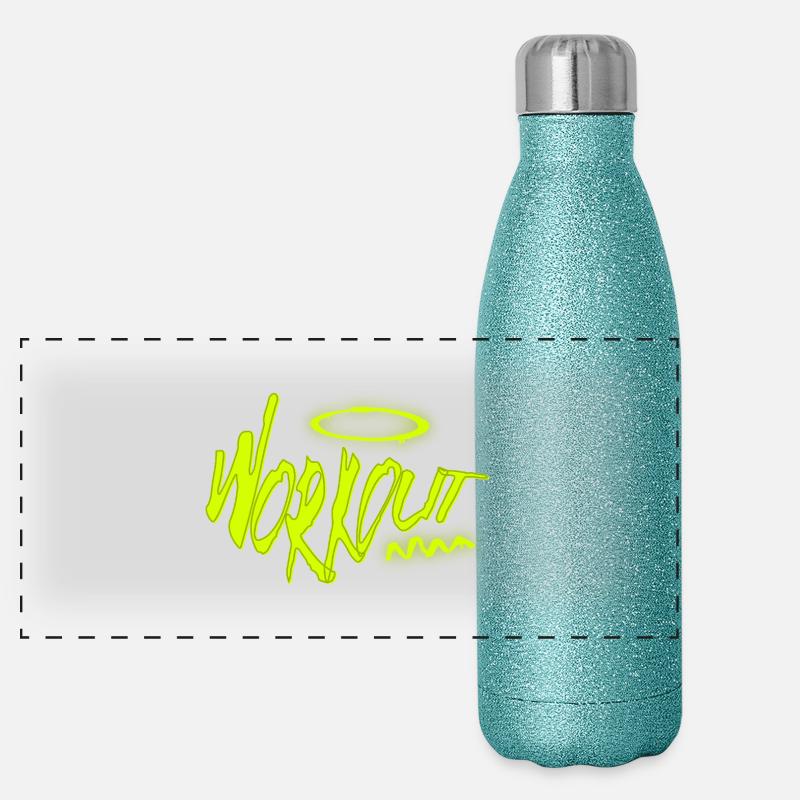 Workout Power – Stärke durch Training Panorama Glitzer Isolierflasche 500 ml