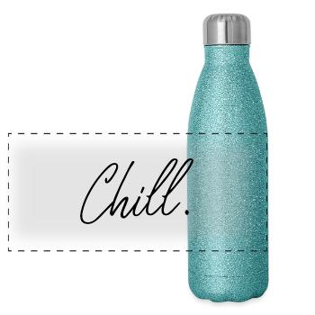 Chill T-Shirt - Panorama Glitzer Isolierflasche 500 ml - Blau Glitzer - Vorne