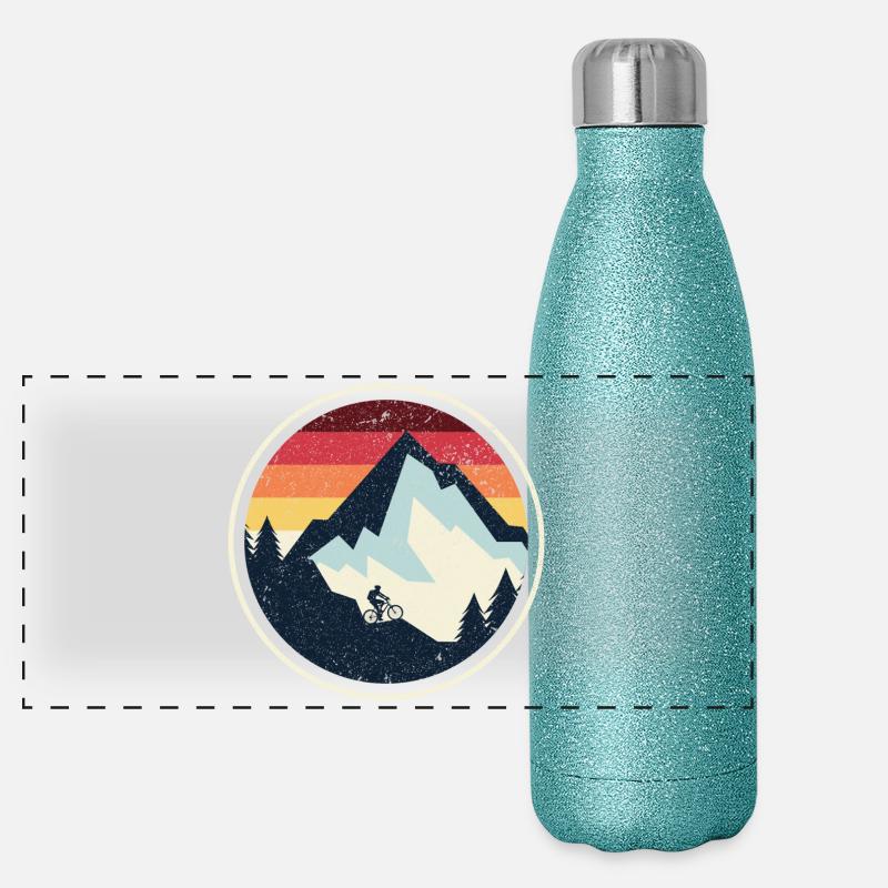 Sunset Peak MTB Silhouette Panoramic Glitter Thermal Bottle 500 ml