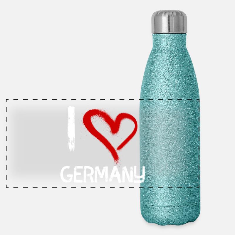 I love Germany - Panorama Glitzer Isolierflasche 500 ml - Blau Glitzer