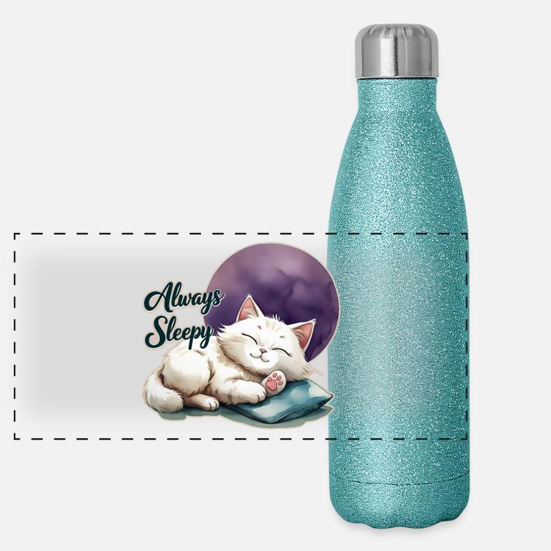 Le chat mignon a toujours sommeil 1 Gourde isotherme panoramique pailletée 500 ml