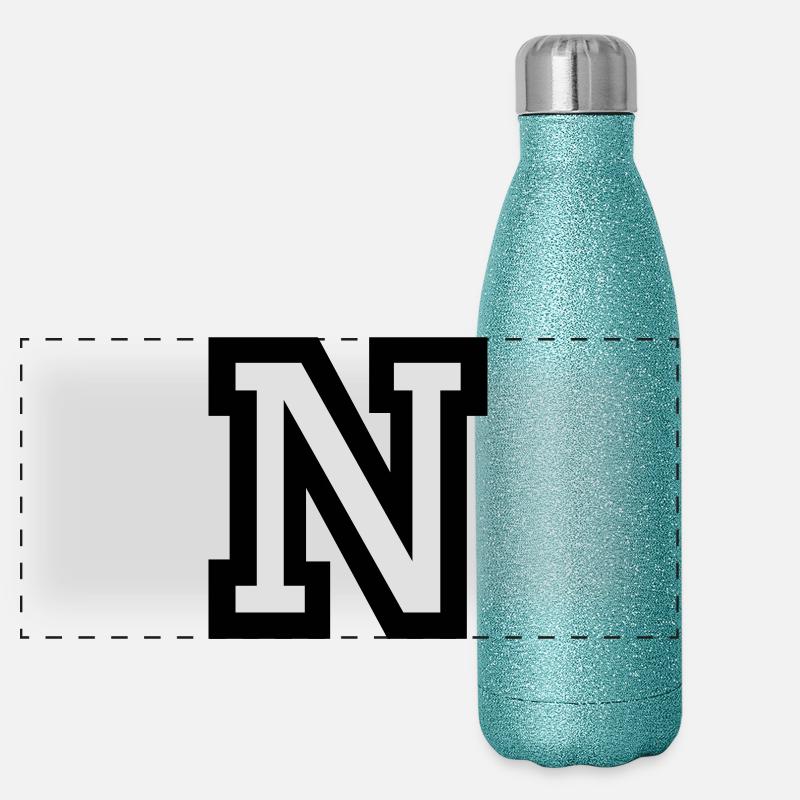 Lettre N en deux couleurs Gourde isotherme panoramique pailletée 500 ml
