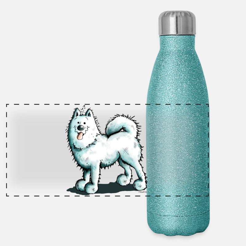 Niedlicher Samojede Panorama Glitzer Isolierflasche 500 ml