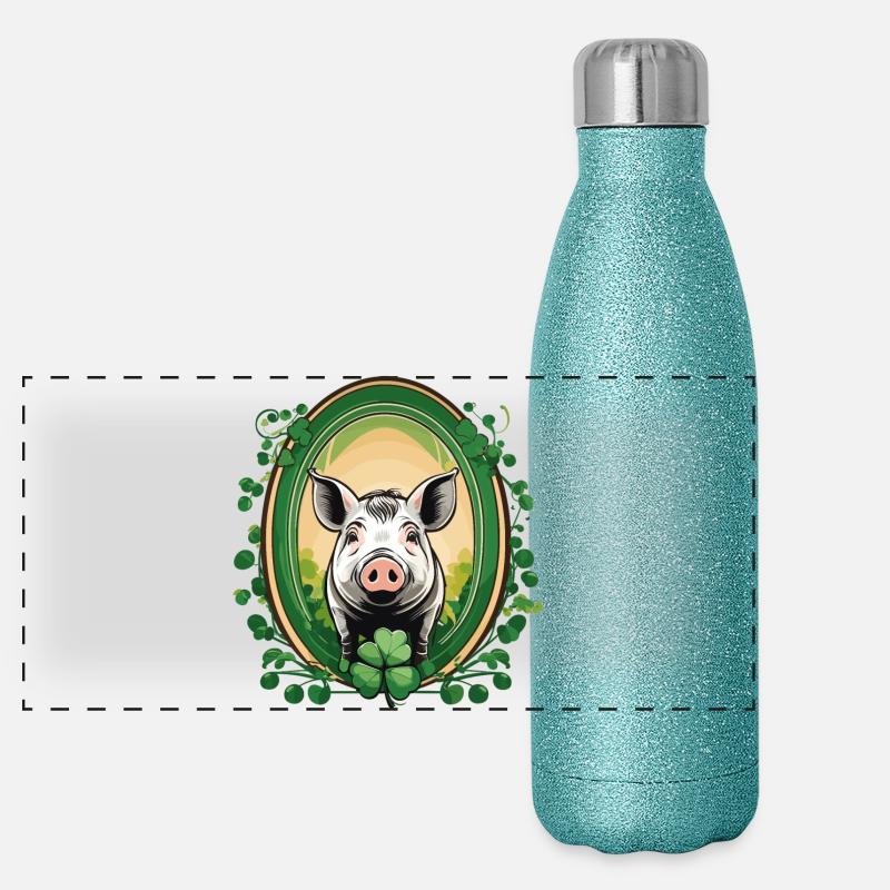 Cochon chanceux Gourde isotherme panoramique pailletée 500 ml