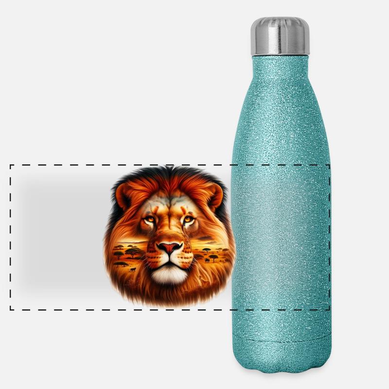 Löwe Panorama Glitzer Isolierflasche 500 ml